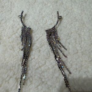 Crystal Fringe Drop Ear Crawlers - Iridescent Rhinestone Statement